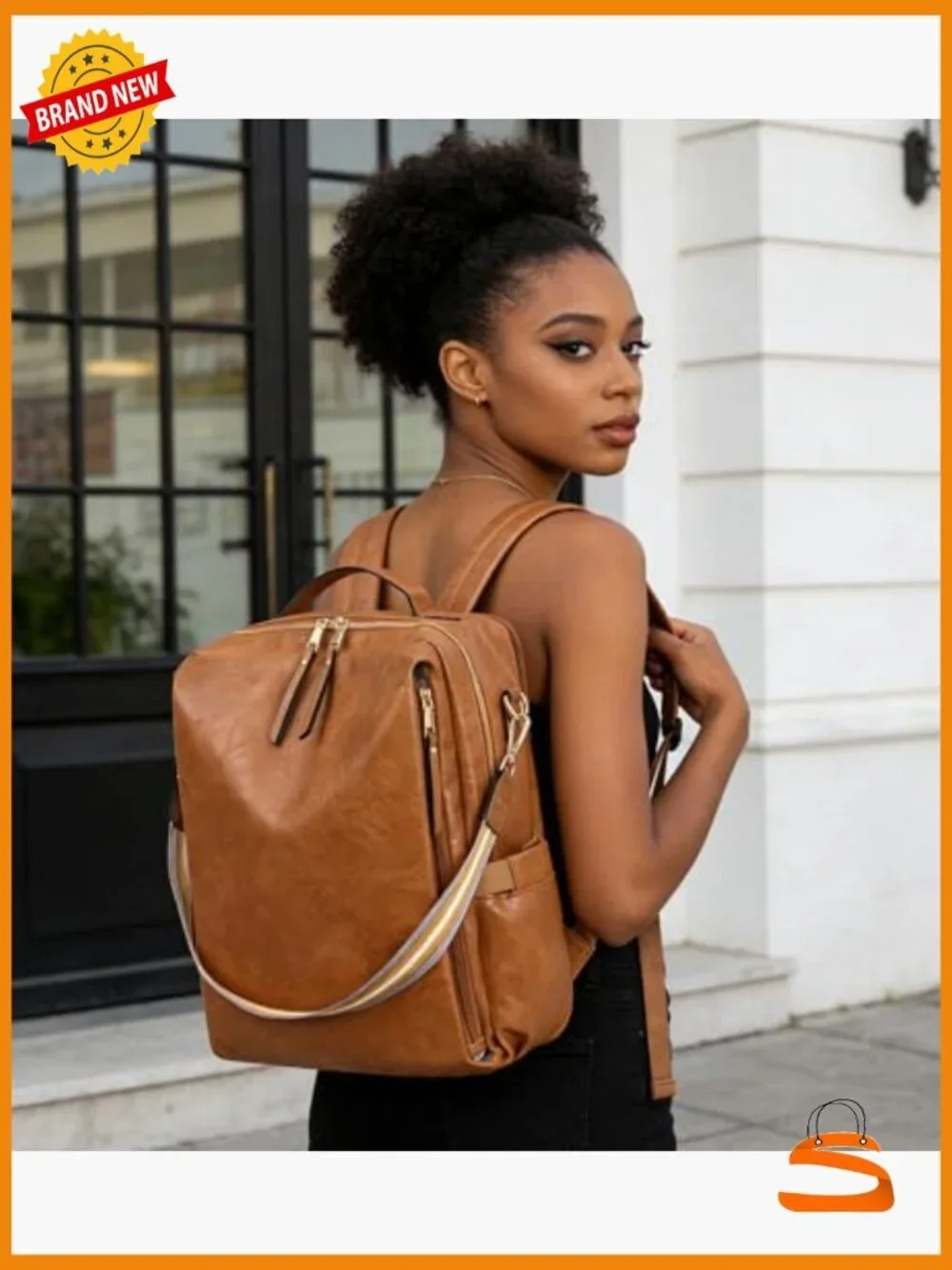PU Leather Large Backpack Purse Convertible Satchel Handbag Travel Work Laptop